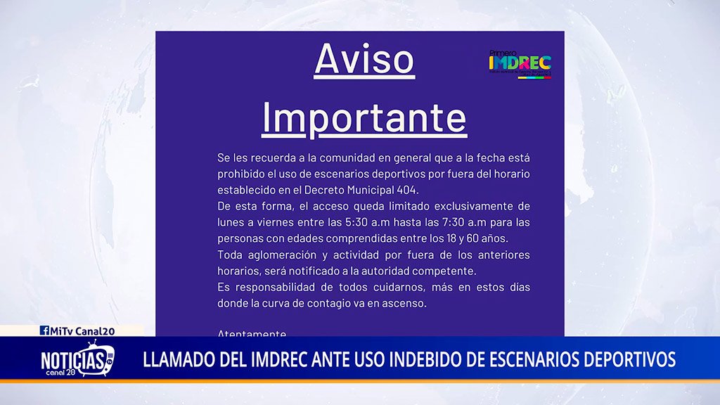 LLAMADO DEL IMDREC ANTE USO INDEBIDO DE ESCENARIOS DEPORTIVOS