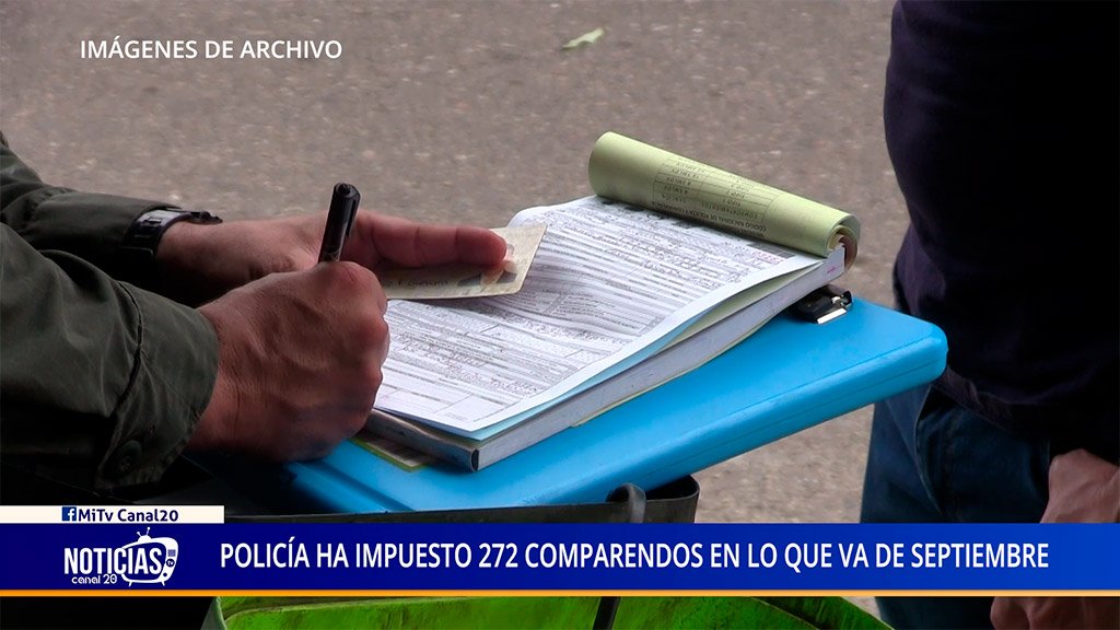 POLICÍA HA IMPUESTO 272 COMPARENDOS EN LO QUE VA DE SEPTIEMBRE