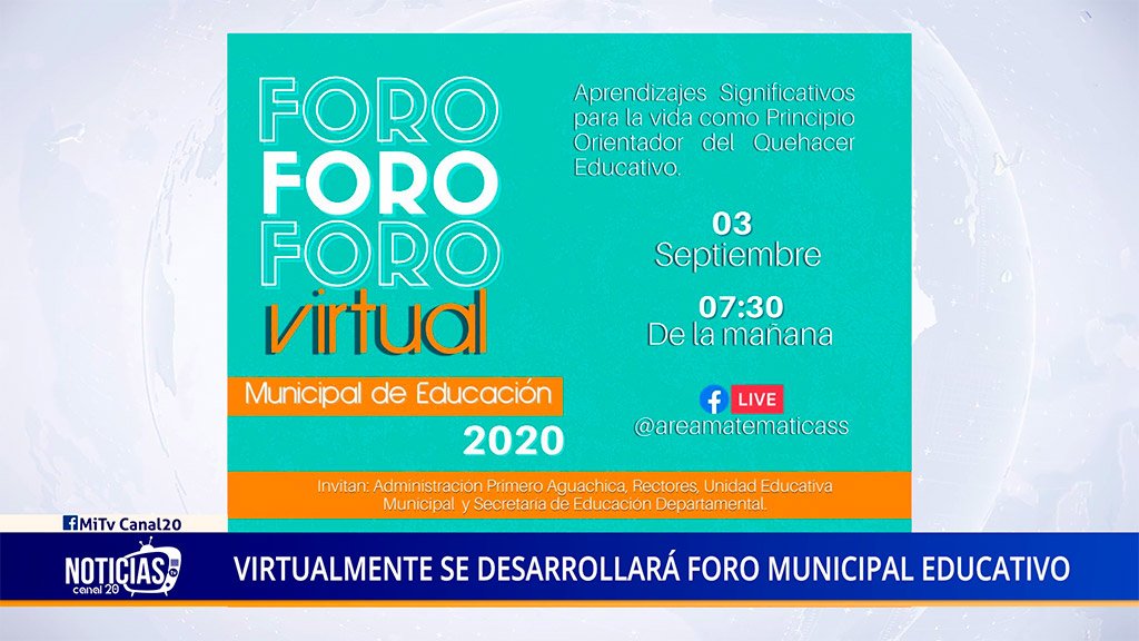 VIRTUALMENTE SE DESARROLLARÁ FORO MUNICIPAL EDUCATIVO