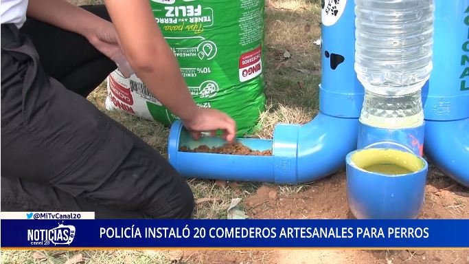 POLICÍA INSTALÓ 20 COMEDEROS ARTESANALES PARA PERROS