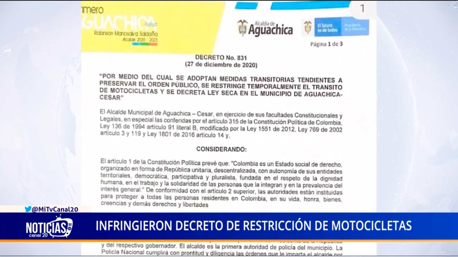 CIUDADANOS INFRINGIERON DECRETO DE RESTRICCIÓN DE MOTOCICLETAS