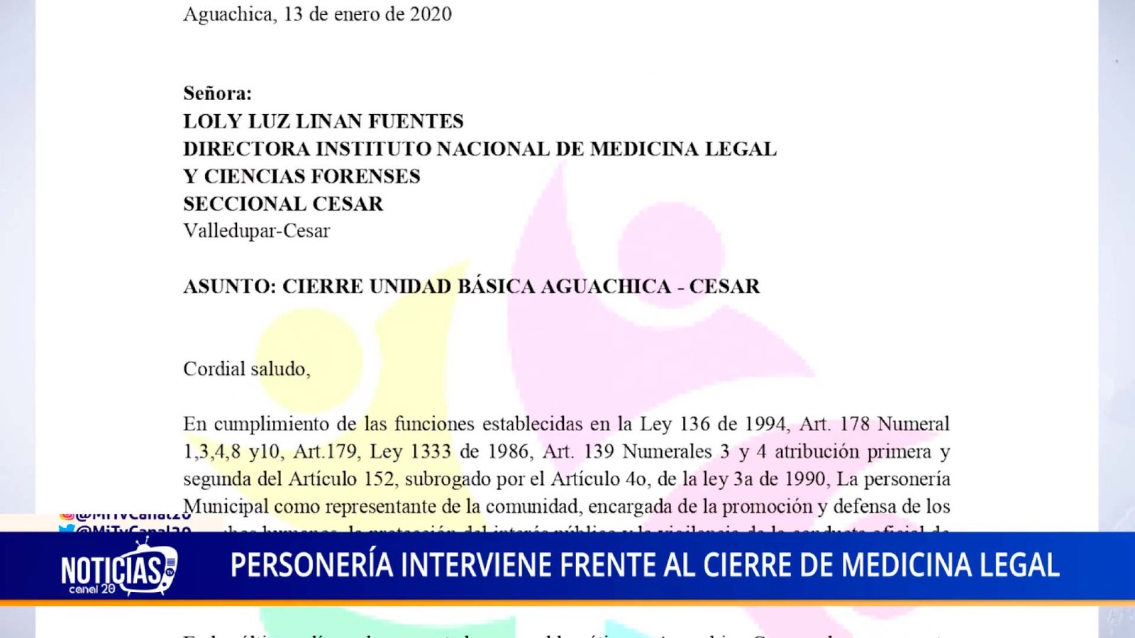 PERSONERÍA INTERVIENE FRENTE AL CIERRE DE MEDICINA LEGAL