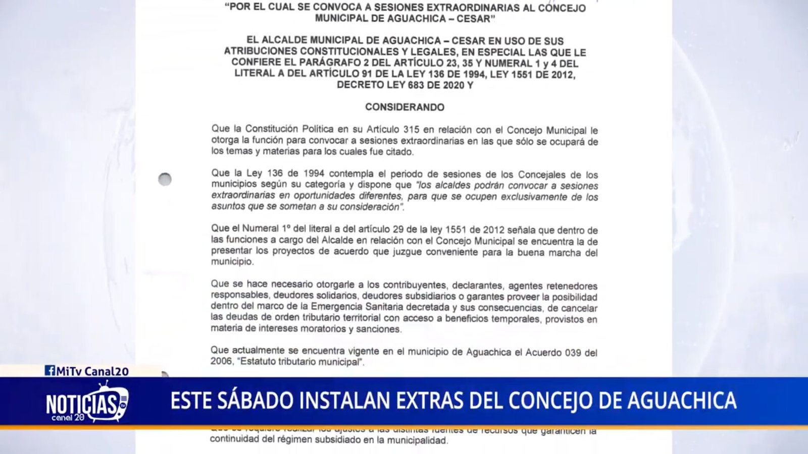 ESTE SÁBADO INSTALAN EXTRAS DEL CONCEJO DE AGUACHICA