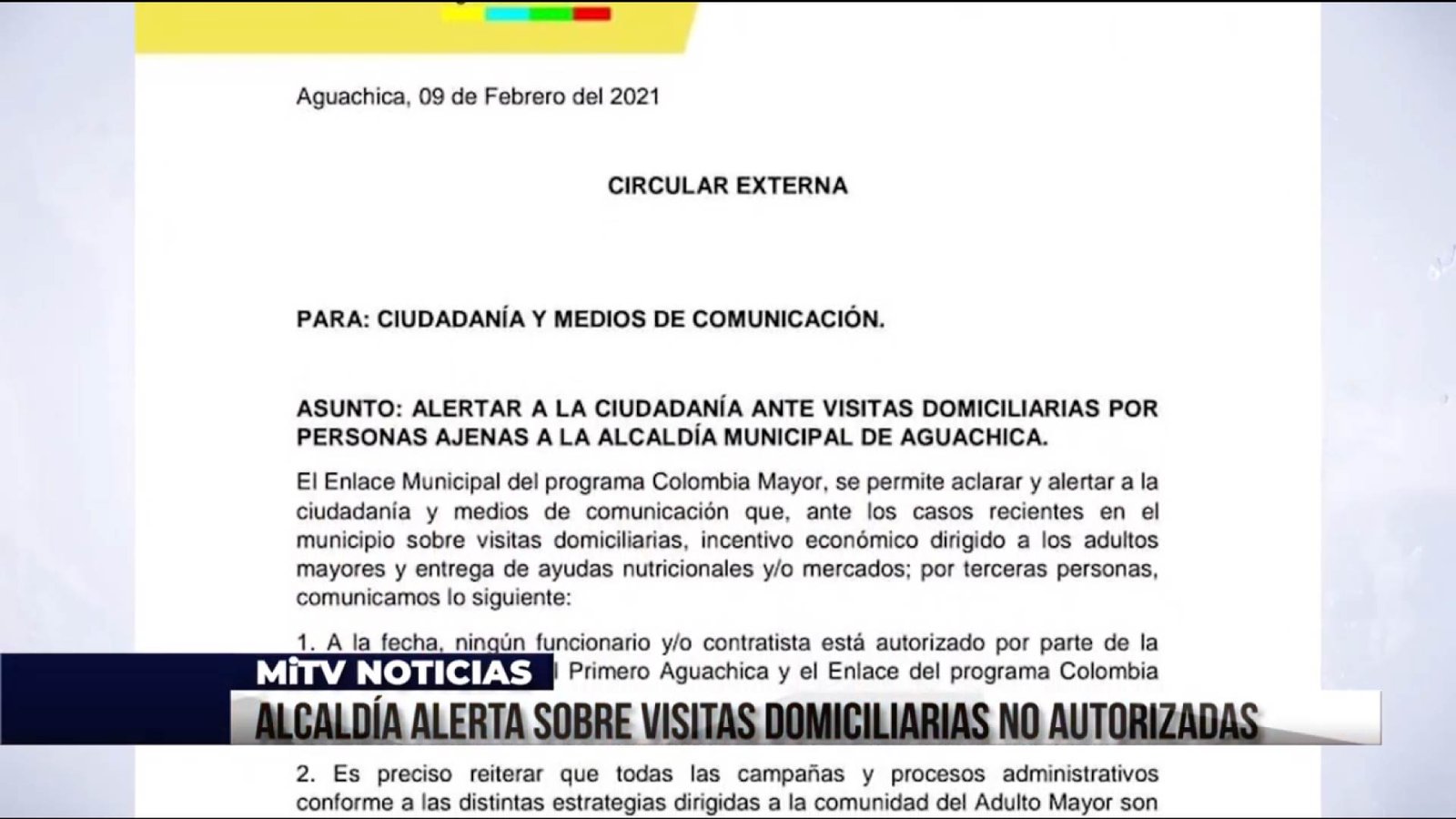 ALCALDÍA ALERTA SOBRE VISITAS DOMICILIARIAS NO AUTORIZADAS