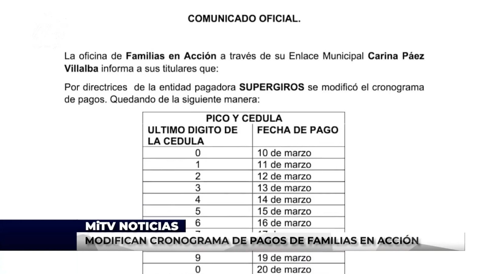 INICIÓ PRIMER PAGO DE FAMILIAS EN ACCIÓN 2021