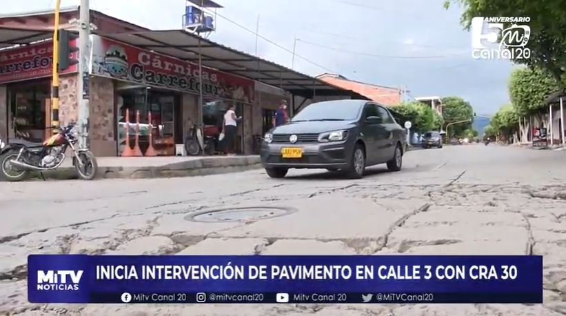 INICIA INTERVENCIÓN DE PAVIMENTO EN CALLE 3 CON CRA 30