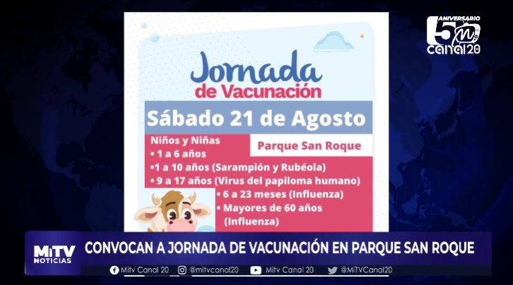 CONVOCAN A JORNADA DE VACUNACIÓN EN PARQUE SAN ROQUE