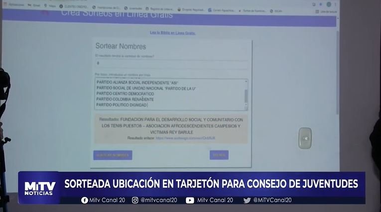 SORTEADA UBICACIÓN EN TARJETÓN PARA CONSEJO DE JUVENTUDES