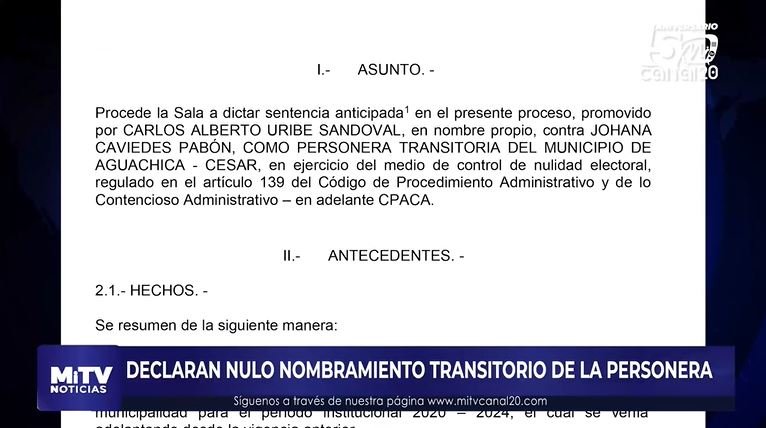 DECLARAN NULO NOMBRAMIENTO TRANSITORIO DE LA PERSONERA