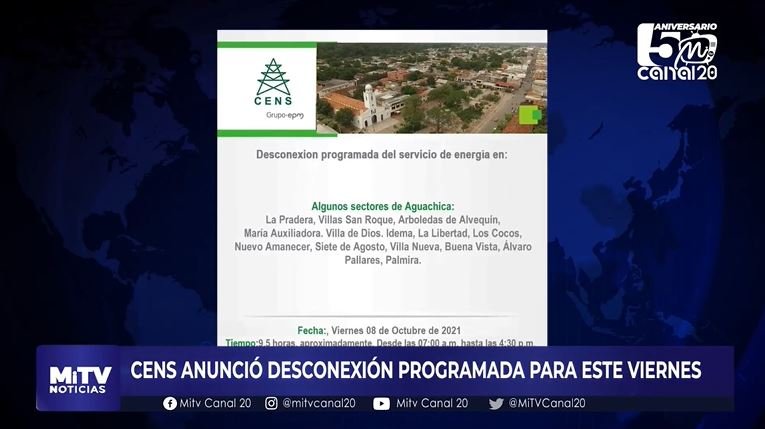 CENS ANUNCIÓ DESCONEXIÓN PROGRAMADA PARA ESTE VIERNES