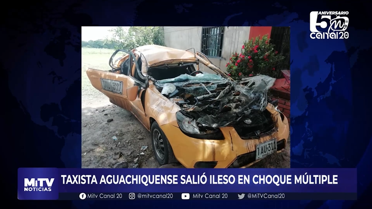 TAXISTA AGUACHIQUENSE SALIÓ ILESO EN CHOQUE MÚLTIPLE