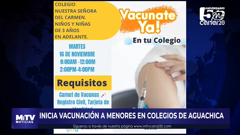 INICIA VACUNACIÓN A MENORES EN COLEGIOS DE AGUACHICA
