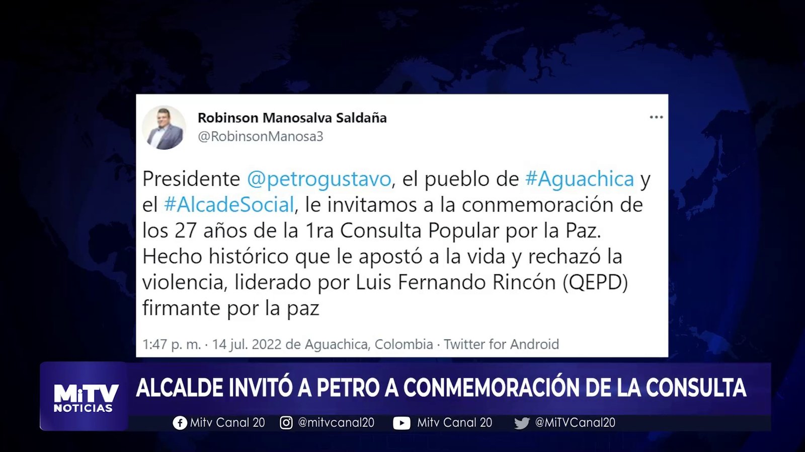 ALCALDE INVITÓ A PETRO A CONMEMORACIÓN DE LA CONSULTA